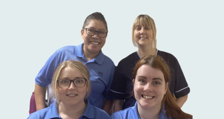 The Elective Orthopaedic Team in blue NHS scrubs.