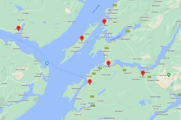 A map of the Loch Linnhe area of the West Highlands of Scotland