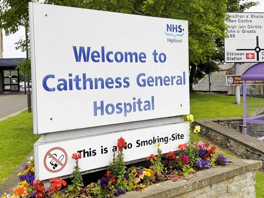 Welcome to Caithness General Hospital sign