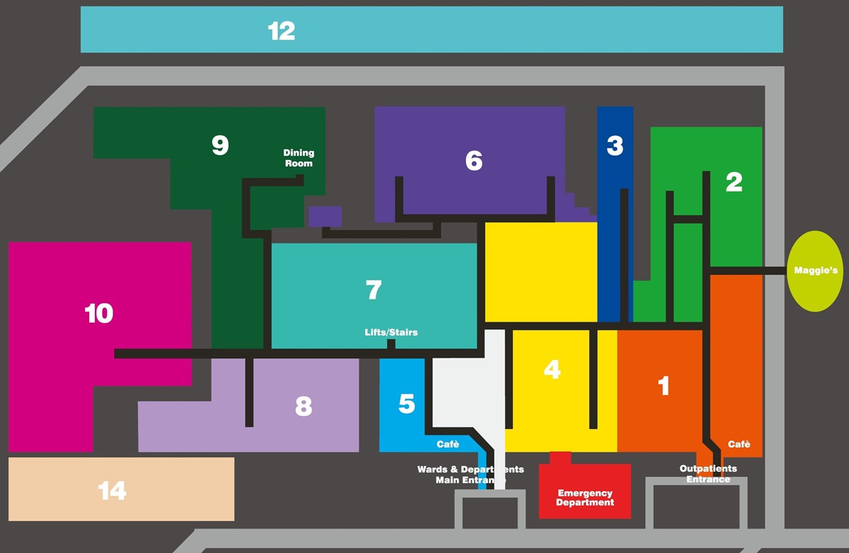 Raigmore Hospital zone map - zoomed