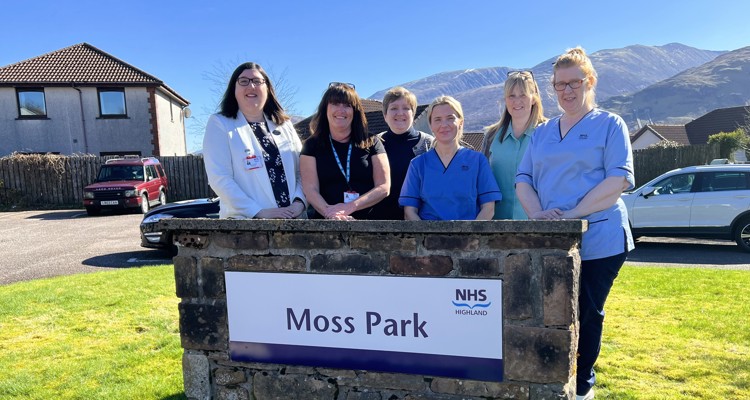 Moss Park Care Home staff with Fiona Davies