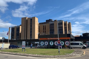 main entrance of Raigmore Hospital