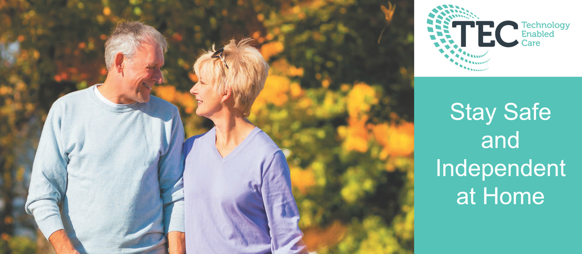 Stay safe and independent at home - an older couple smiling at each other