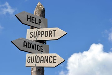 signpost to help, support, advice, guidance