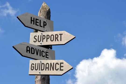 signpost to help, support, advice, guidance