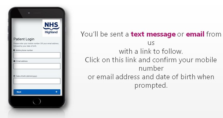 You'll be sent a text message or email from us with a link to follow