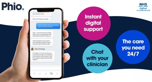 Phio - instant digital support - The care you need 24/7 - Chat with your clinician