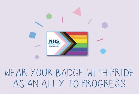 A picture of the NHS Scotland Pride pin badge