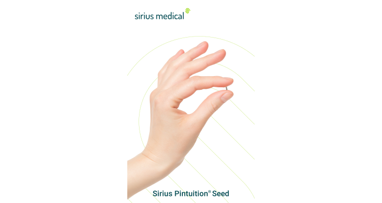 Sirius Medical - tiny Pintuition Seed in a hand