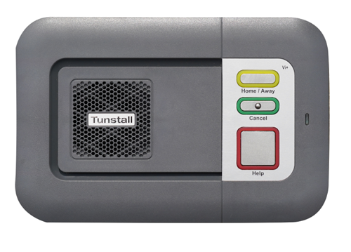 Tunstall base unit with yellow, red and green buttons
