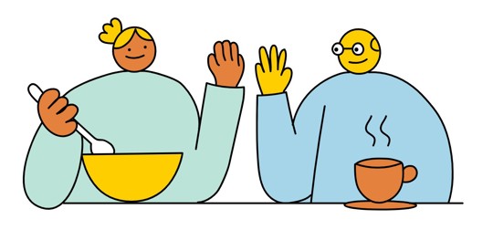 Graphic Of People Chatting Over A Meal