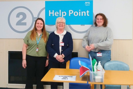 Volunteer Coordinators Tasha Lundie And Ellie Andrews Steele With Volunteer Rose