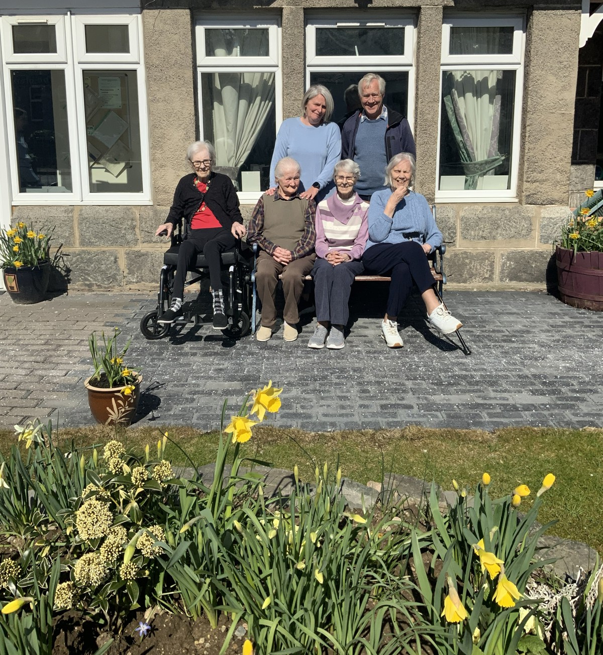 Residents And Staff In Garden At Main's House Newtonmore