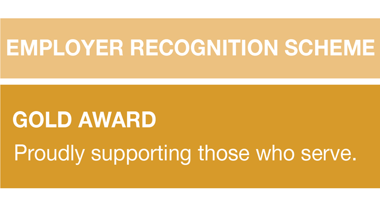 Armed Forces Covenant - Employer Recognition Scheme - Gold Award - proudly supporting those who serve